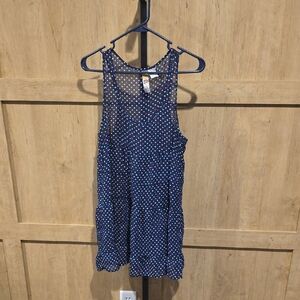 (J43) Mimi Chica Navy and Pink Polka Dot Top Sz L